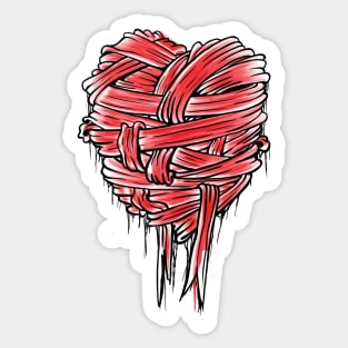 Bandage Heart (line art and red) Sticker